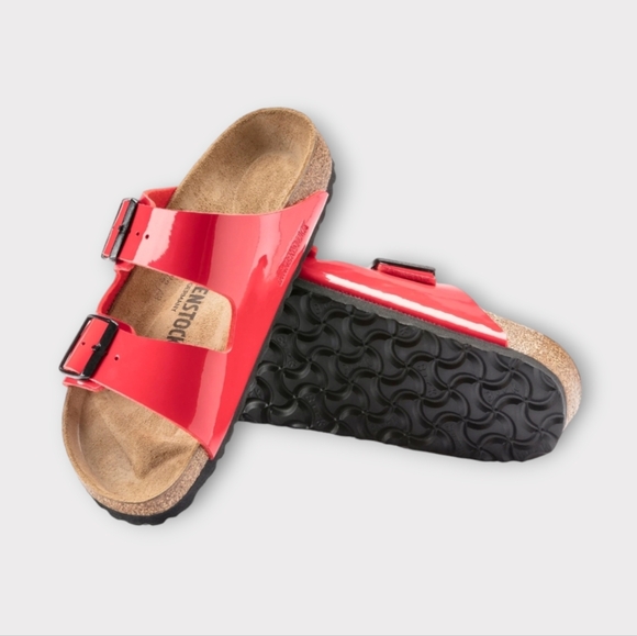 Birkenstock Arizona Cherry Red Patent Leather Sandals - Picture 1 of 7